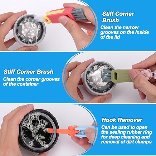 Miniatura 5 de XANGNIER Cepillo limpiador multiusos 3 en 1, 3 unidades de cepillos de limpieza de cubierta de taza, herramientas de limpieza de grietas de taza,