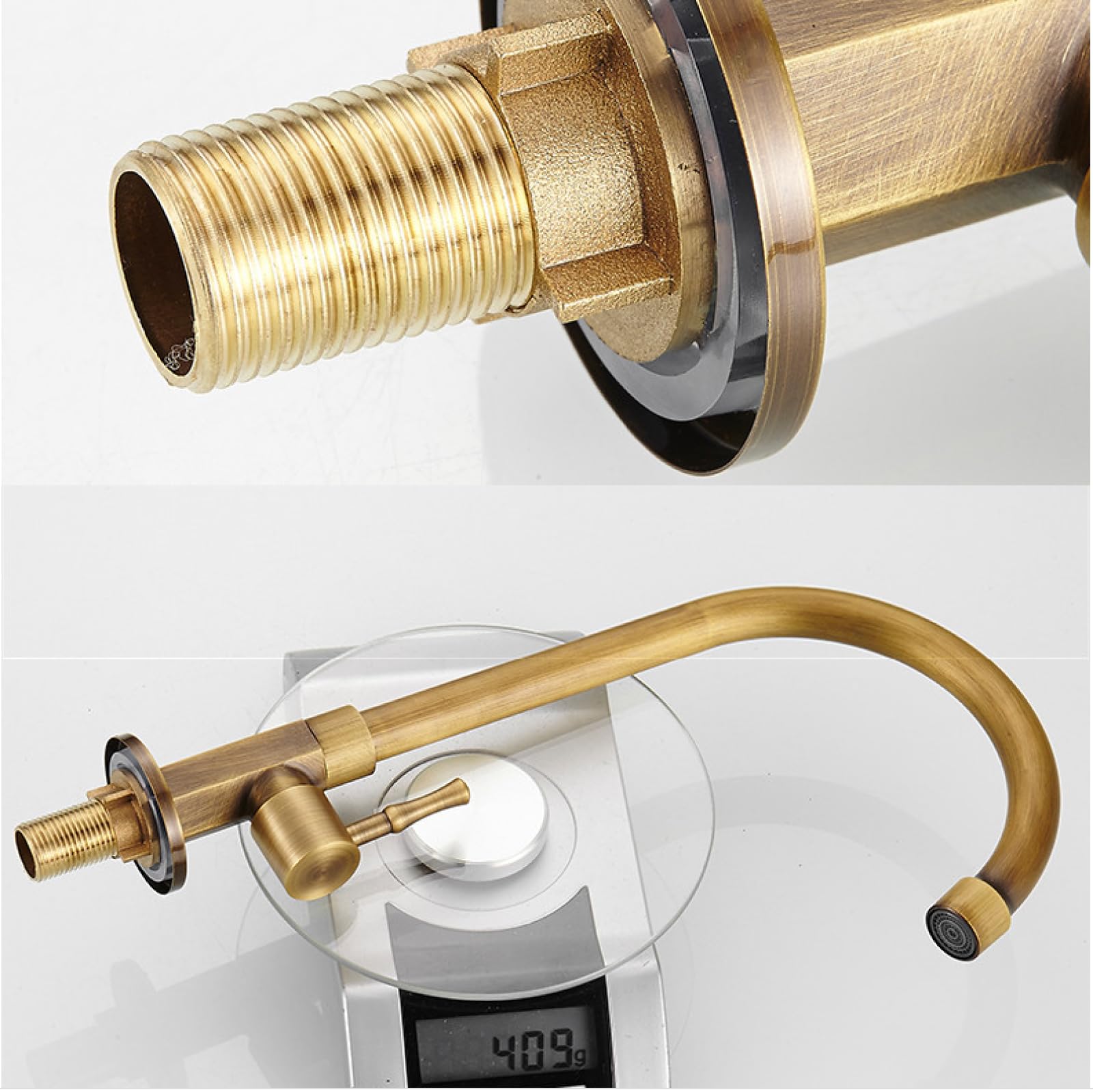 Robinets de lavabo 1 pc Robinet en laiton classique uniquement pour eau froide Robinet d’évier de cuisine col de cygne à levier unique Robinet extérieur