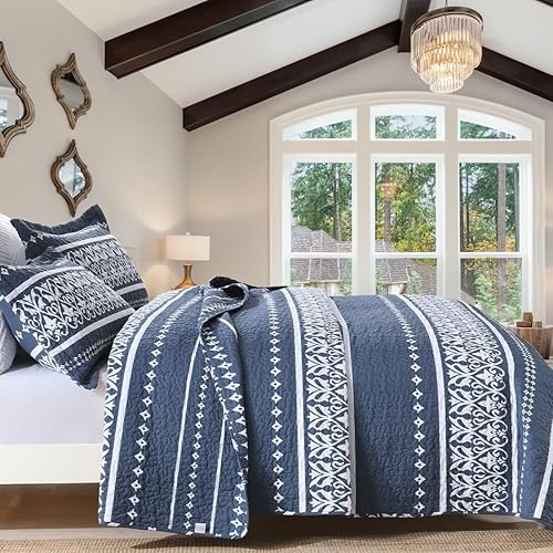 Haowenuan Juego de edredón bohemio King Juego de ropa de cama tamaño King de 3 piezas, juego de edredón de algodón para todas las estaciones,