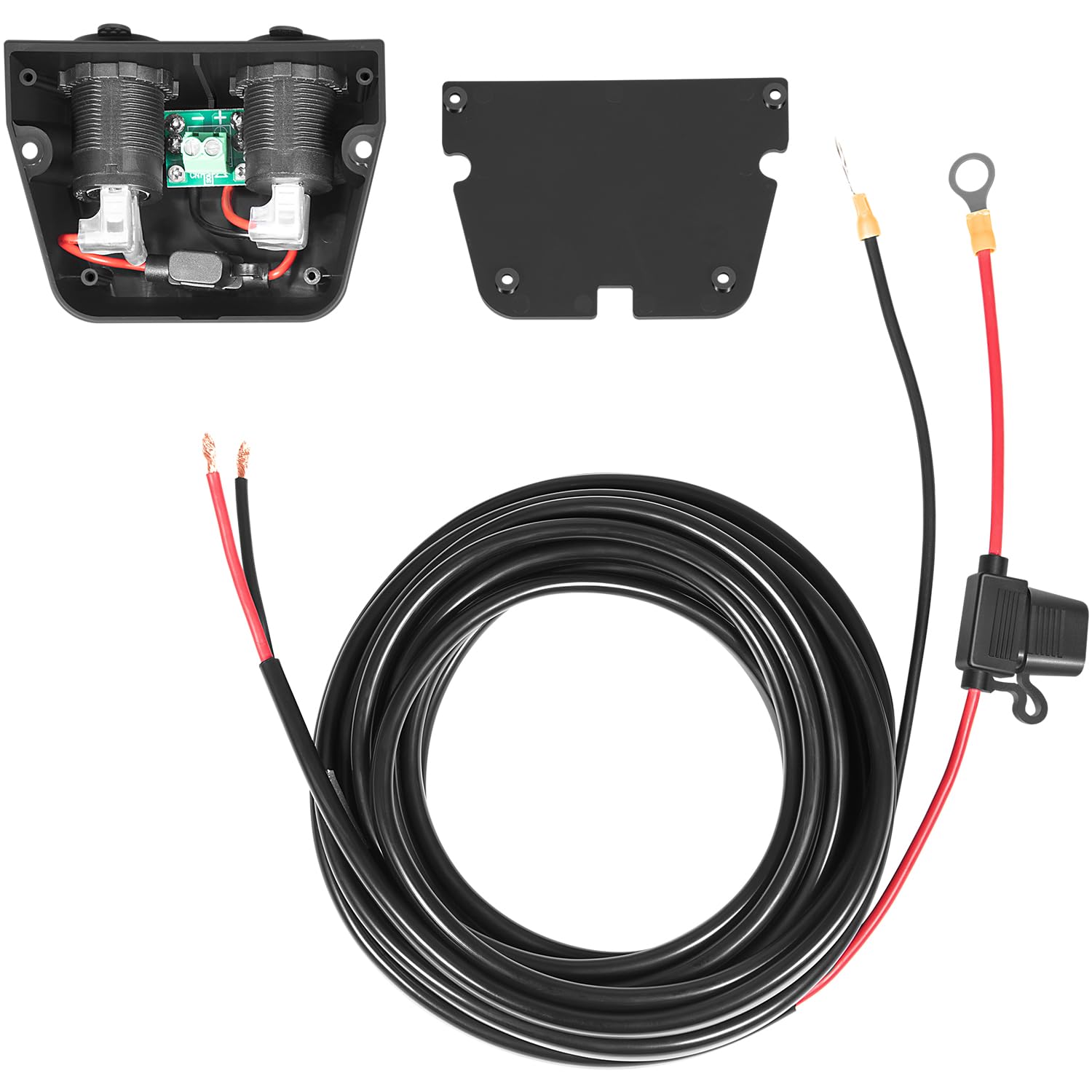 Replacement for Dometic HWK-DC Hardwiring Kit, Two Power Outlets with Standard and Threaded 2-Pin, Heavy Duty 10AWG Wiring, 20FT, 12V/24V