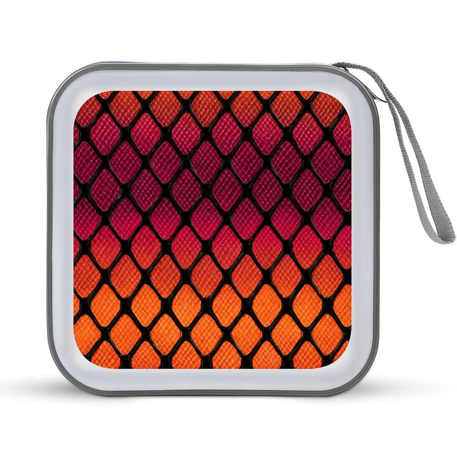Jubonexis Diamond Metal Plate Neon Orange with Hot Pink CD Case DVD Storage Case Portable for Car Home Travel