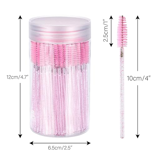 Miniatura 2 de G2PLUS 100 cepillos de pestañas, varitas desechables ajustables, carrete de pestañas de cristal, cepillo de carrete de cejas con recipiente para