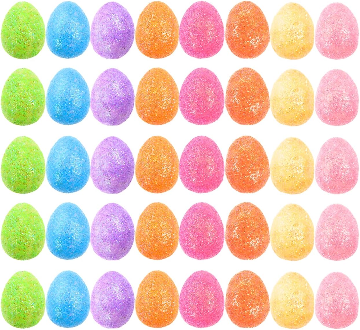 FRCOLOR 100Pcs Miniature Glittering Foam Easter Eggs for DIY Crafts Lightweight Sparkly Easter Eggs Bulk for Party Favors, Table Scatter & Scene Decoration