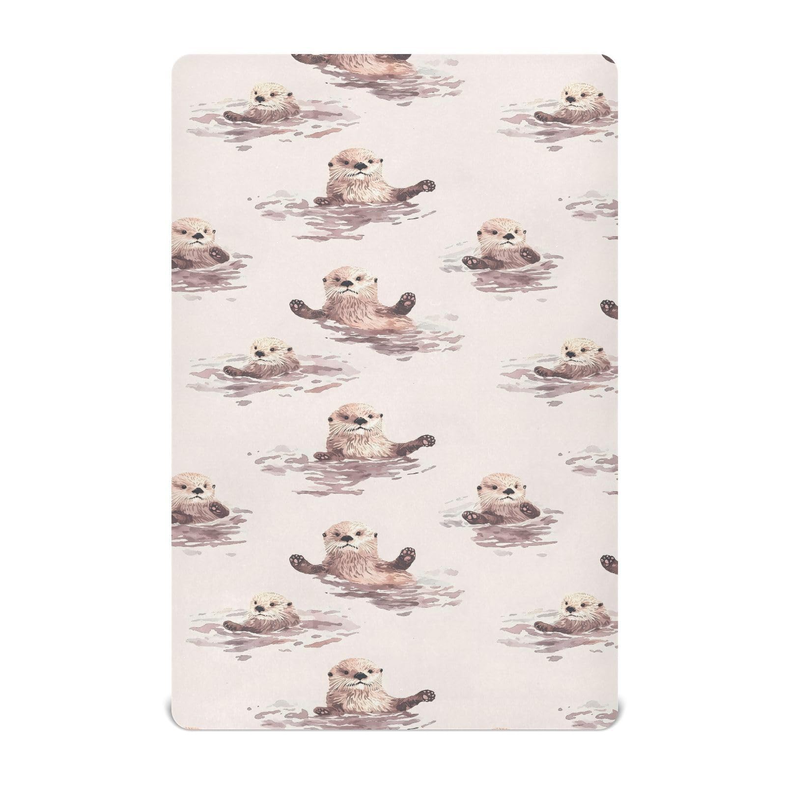 Crib Sheets for Boys Cartoon Sea Otter Baby Girl Sheets,Neutral Mini Crib Mattress Sheets,Crib Mattress 52 * 28 * 9In
