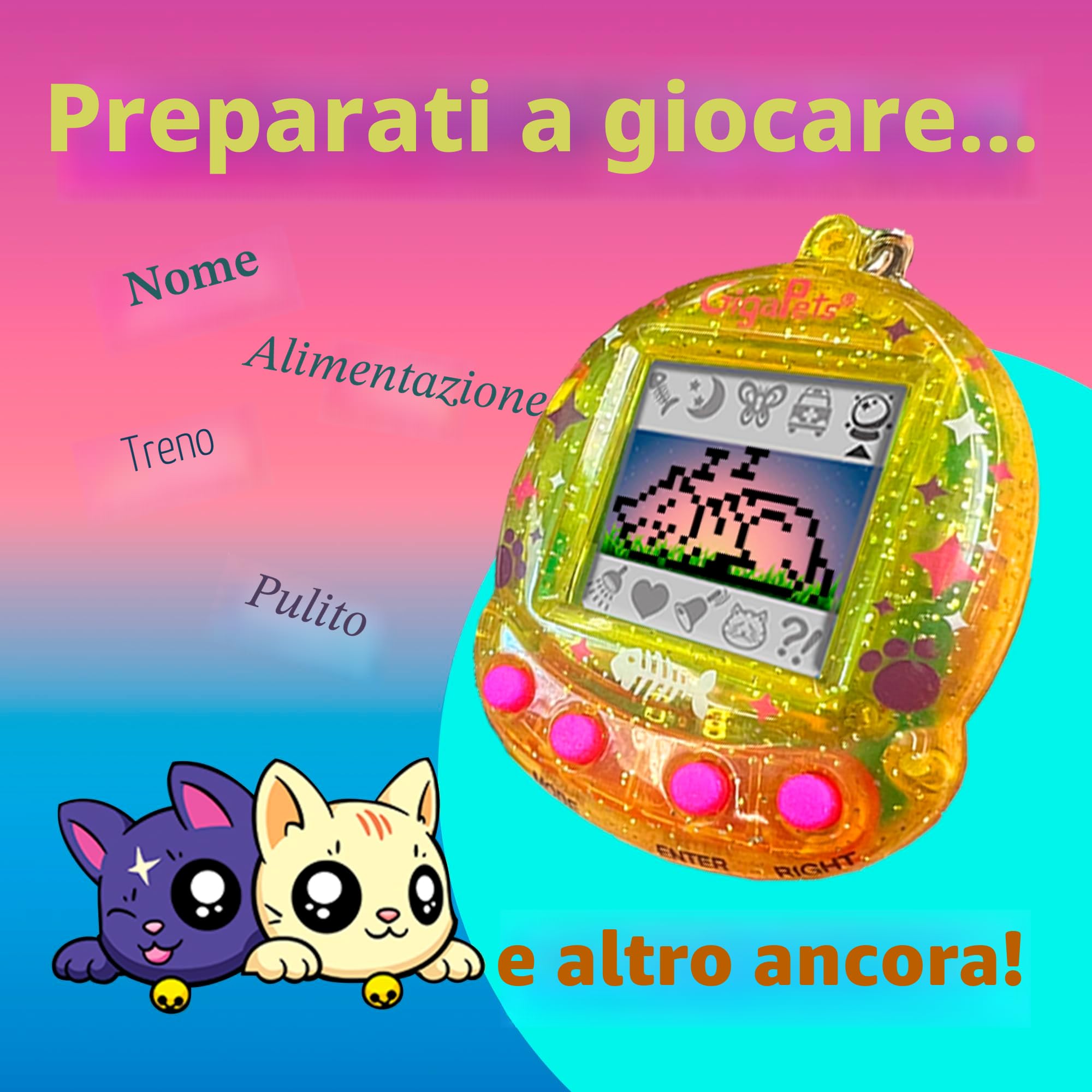 Giga Pet Virtual Pet - Animale domestico virtuale per bambini dai 5 anni in su, anni '90, edizione da collezione aggiornata, cura degli animali per bambini
