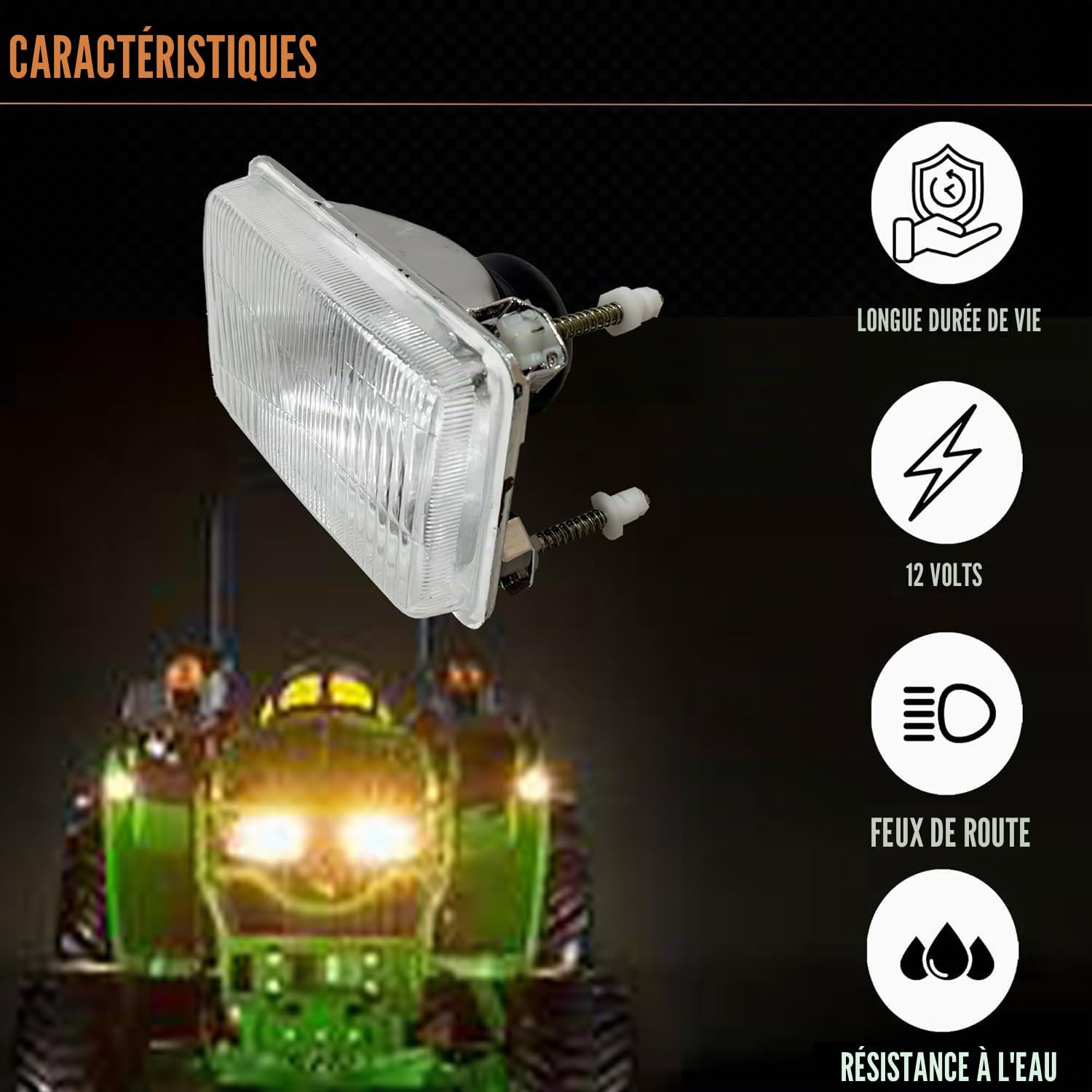 Ensemble complet de phares de tracteur avec ampoules 12 V pour feux de tracteur David Brown, John/Deere 7600 7700 7800 7610 7710 7810 6100 100 6200 6200 6300 64