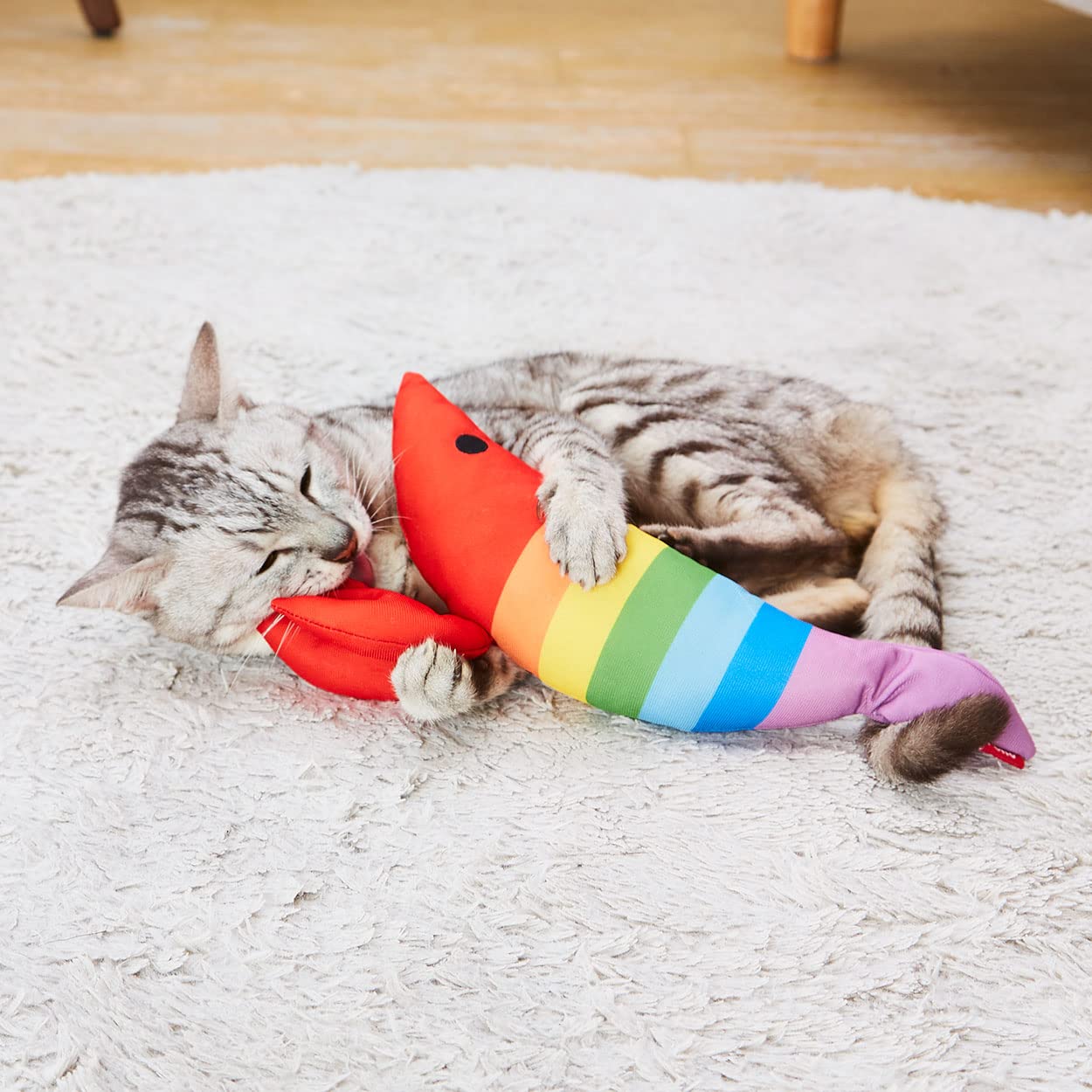 Petio Juguete para Gatos Kigurumi Happy Rainbow Shrimp