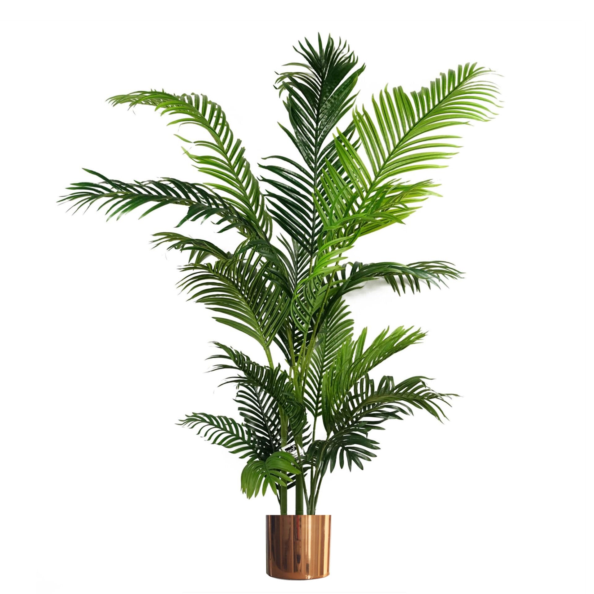 Leaf 180Cm Artificial Palm Tree Extra Large Copper Metal Planter
