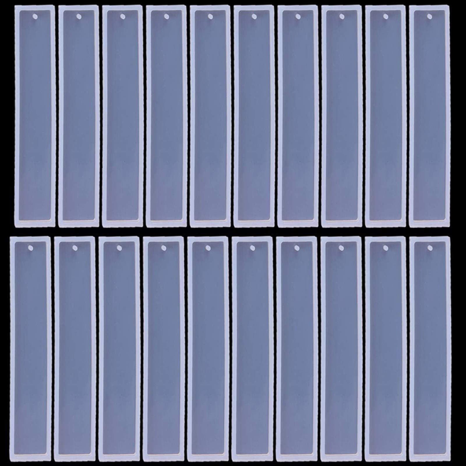 Uoeo 20 PCS 5.5 Inch Rectangle Silicone Bookmark Mold DIY Bookmark Resin Mold Bookmark Silicone Molds Making Mold Epoxy Resin Mold