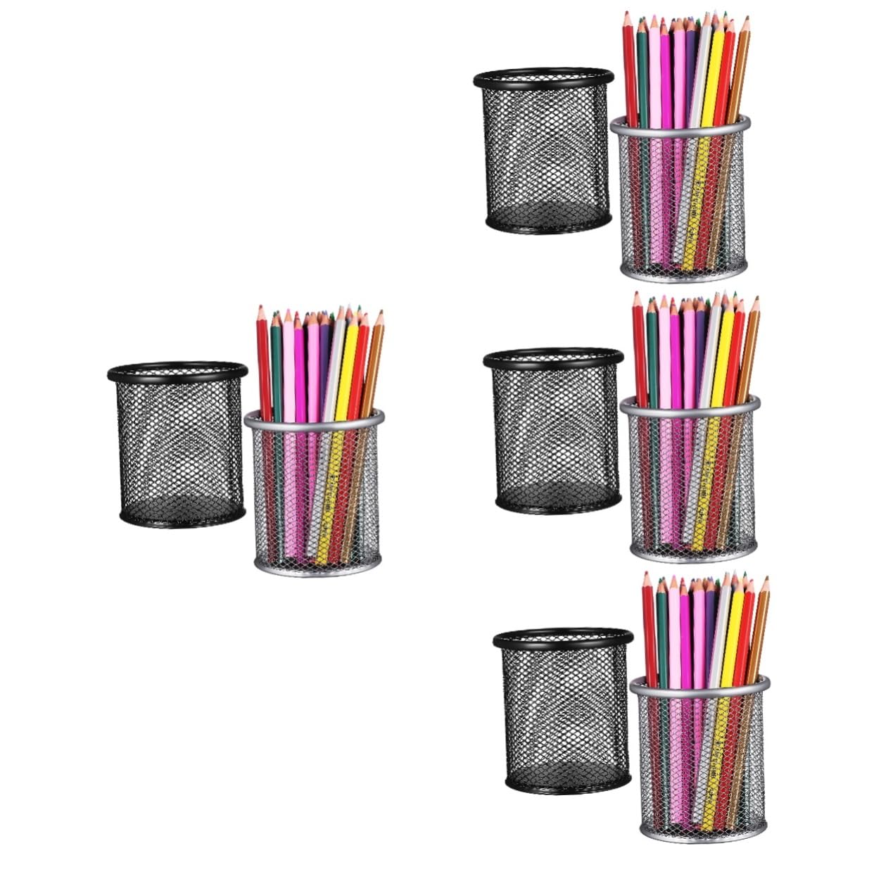 Mini poubelle de bureau et pots en maille contre la perte de stylos