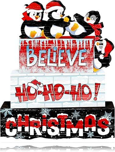 Miniatura 8 de 6 piezas de decoración de camión de muñeco de nieve de invierno, decoración de bandeja escalonada de invierno, conjunto de decoración de bandeja