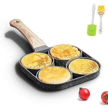 SMARAN Egg Frying Pan Nonstick Pancake Pans 4-Cups Cookware Pancake, Omelette Pan, Idli Non stic plat Harmless with Handle for Electric Stove for Kitchen for Induction Cooker