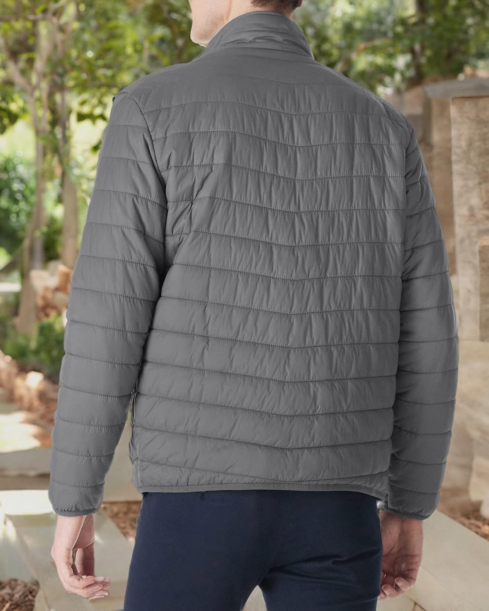 OUTDOOR VENTURES Piumino da uomo leggero e ripiegabile con isolamento a gonfiore caldo e portatile imbottito per escursionismo, viaggi, campeggio