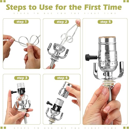 Miniatura 15 de Zonon Juego de 2 piezas de reparación de lámpara de pie, piezas de lámpara con cable de 12 pies y enchufe de 3 vías, juego completo de accesorios