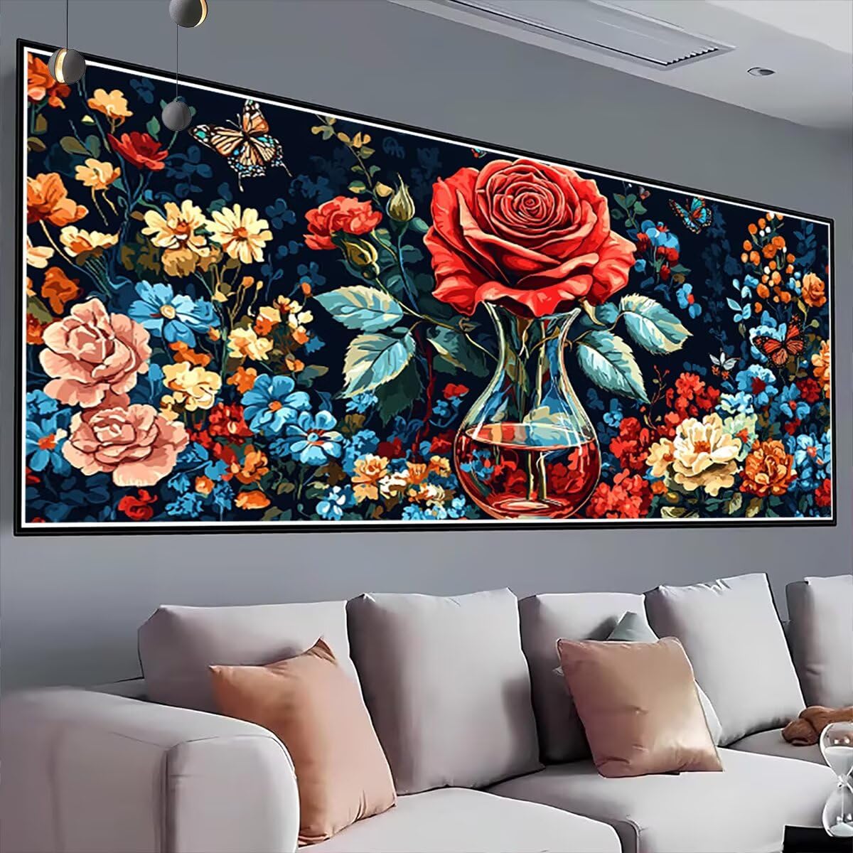 Malowanie diamentami Kwiat, Motyl Diamentowe Malarstwo Duży Rozmiar 220 x 100 cm, Diamenty Kryształowe DIY Dorośli, Diament Malarstwo Rhinestone Haft Rzemiosło Zestawy do dekoracji jesiennych V-96