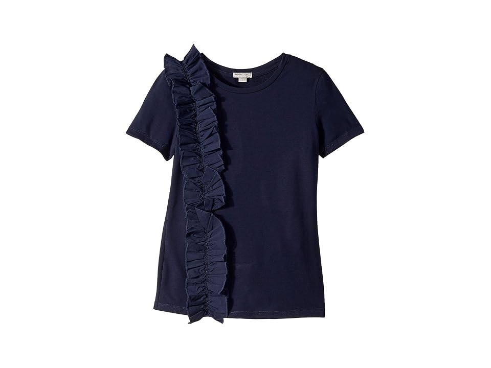 

HABITUAL girl Vivian Vertical Ruffle Trim Top (Big Kids) (Navy) Girl's T Shirt