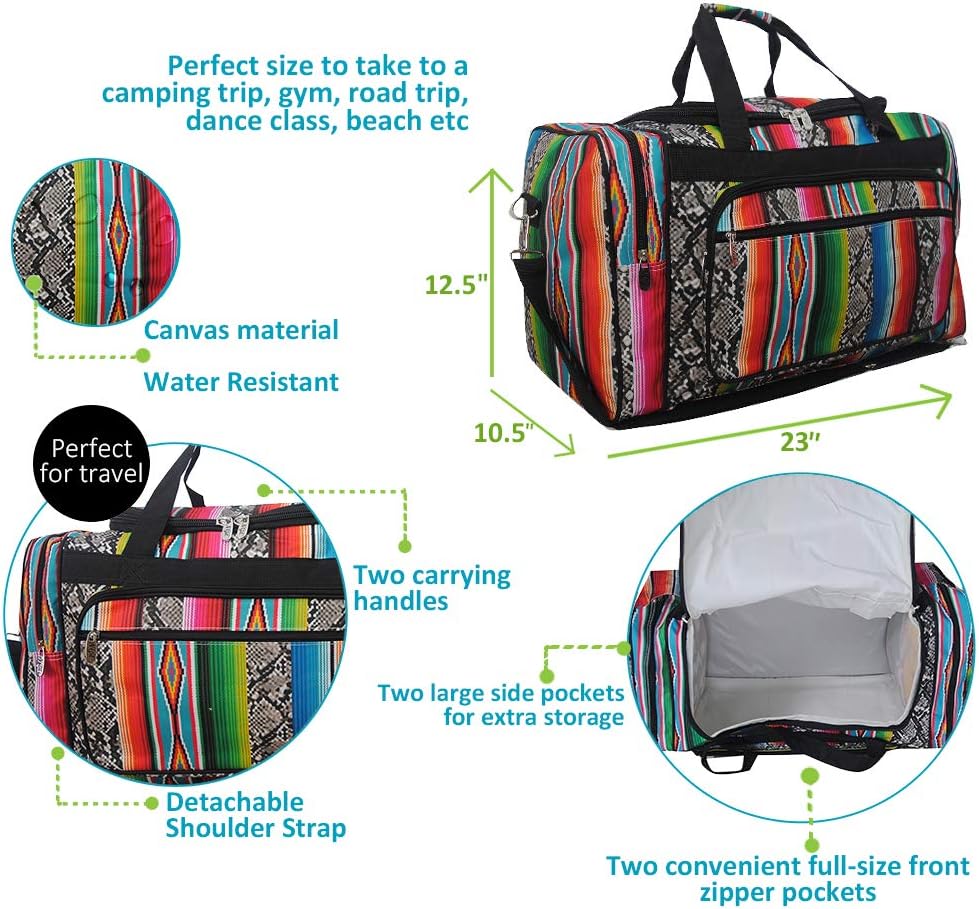 NGIL Canvas 23" inch Duffle Bag (Snake Skin Serape-Black)