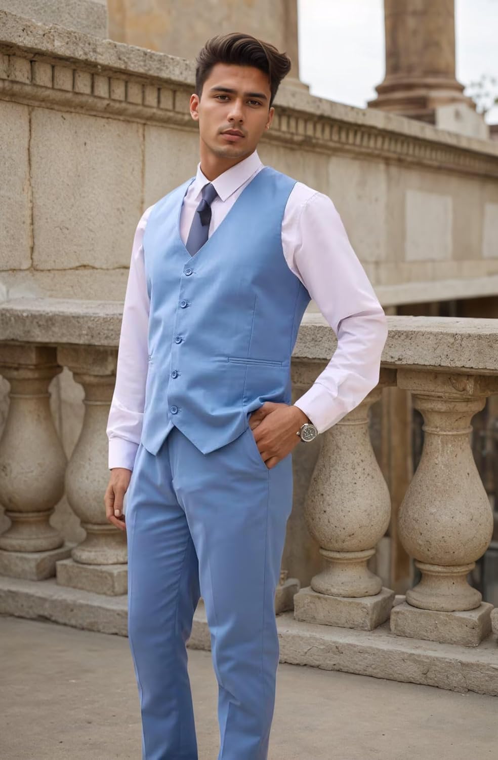 Suits for Men Slim Fit 3 Piece, Formal Mens Suits Big and Tall Tuxedo for Men Groom Wedding Business Prom Dinner Party Dress