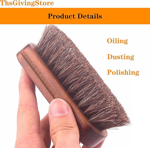 Miniatura 4 de Cepillo de pelo de caballo para limpieza, cepillo de cuero para limpieza de coche, cepillo de pulido de mango de madera maciza con cerdas suaves,