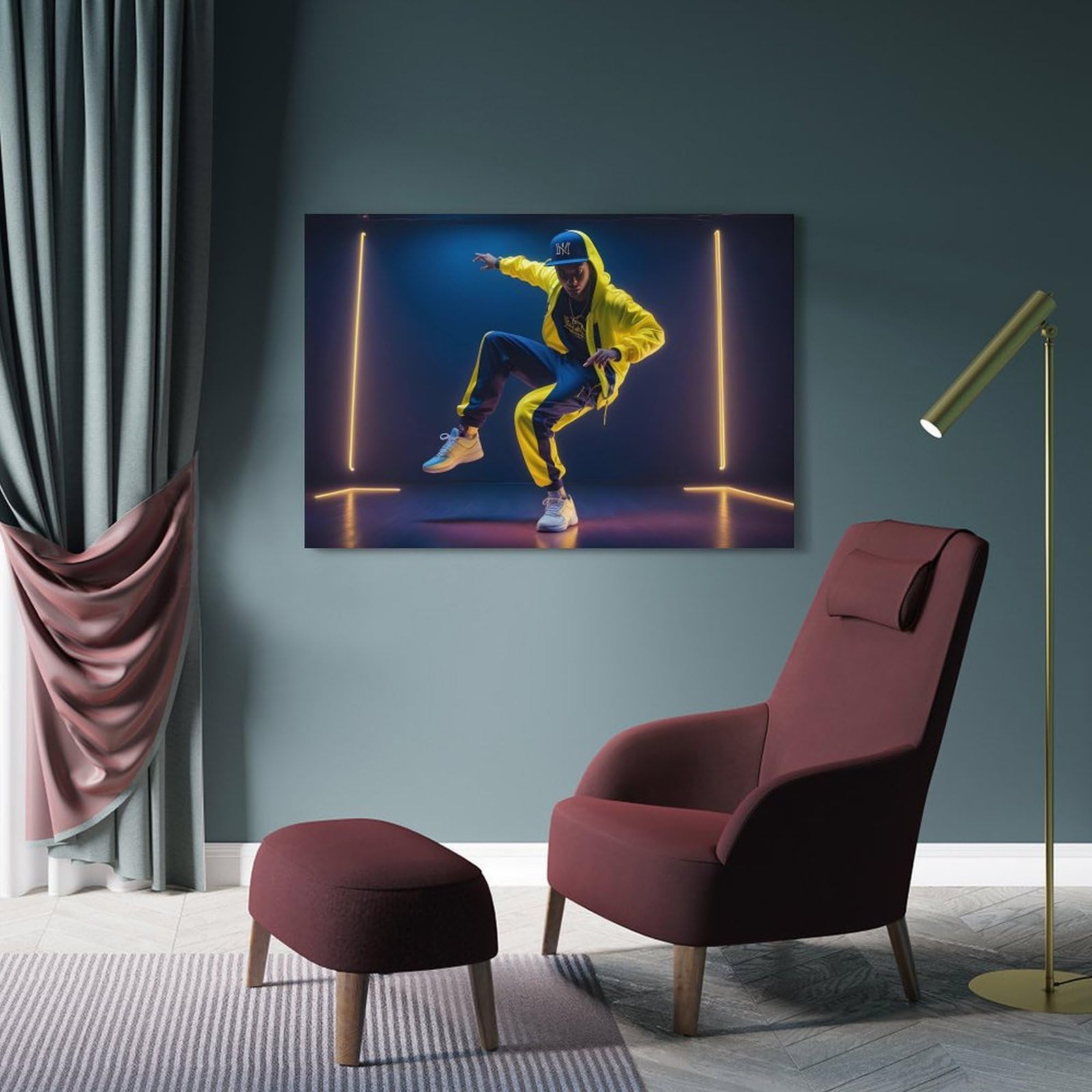 ZLQYHW Poster di danza di strada, hip-hop, ballerino B-boy, su tela, decorativo, per camera da letto e camera da letto (50 x 75 cm)