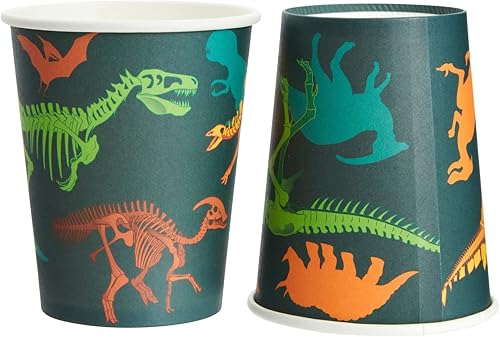 Miniatura 7 de Juvale Juego de 144 piezas de decoración de fiesta de cumpleaños de dinosaurio con platos, vasos, servilletas y cubiertos, sirve 24 platos y tazas