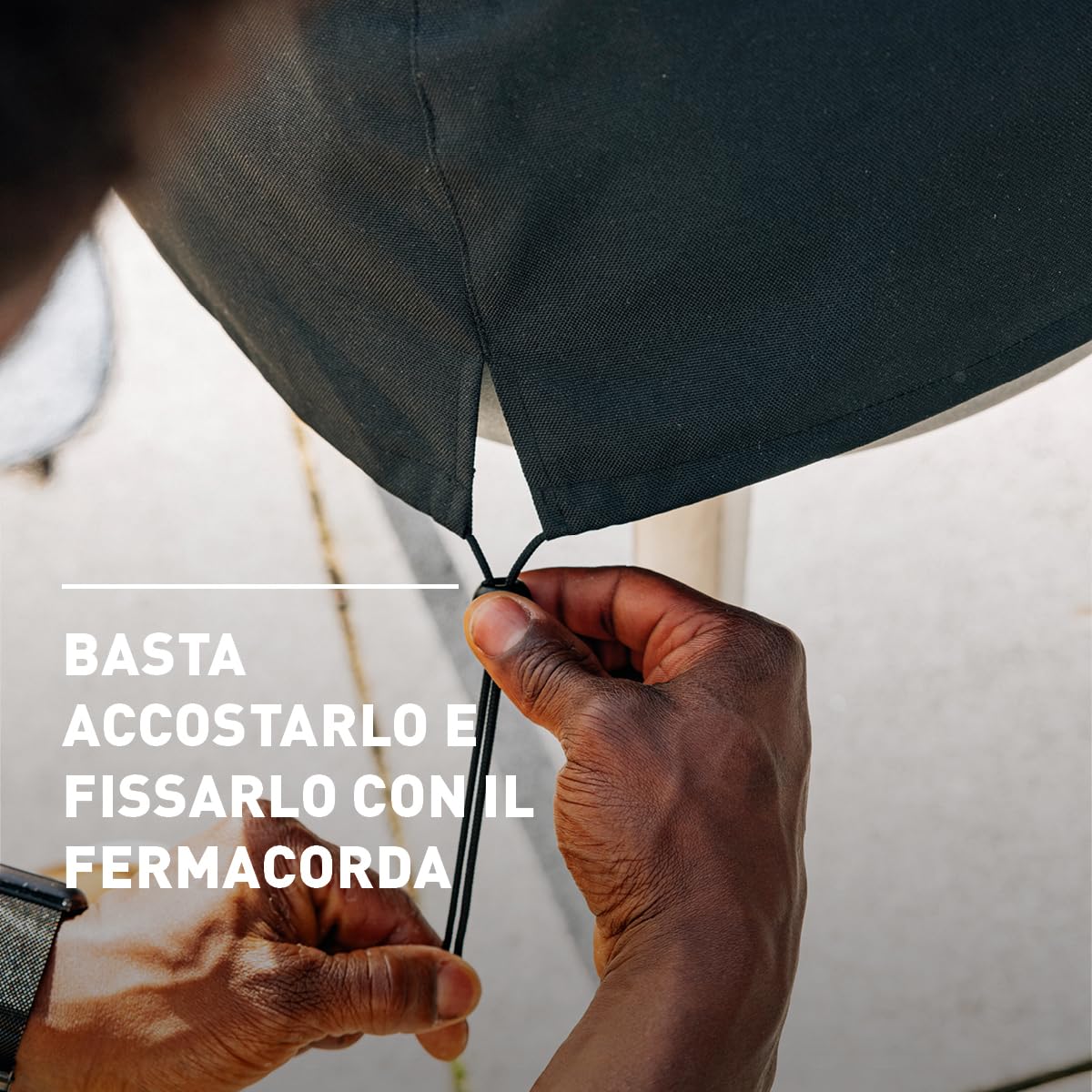 höfats - Telo di copertura MOON – Custodia protettiva adatta e resistente alle intemperie, resistente ai raggi UV, con fermaglio – I montanti modellanti impediscono l'accumulo di acqua – protegge il