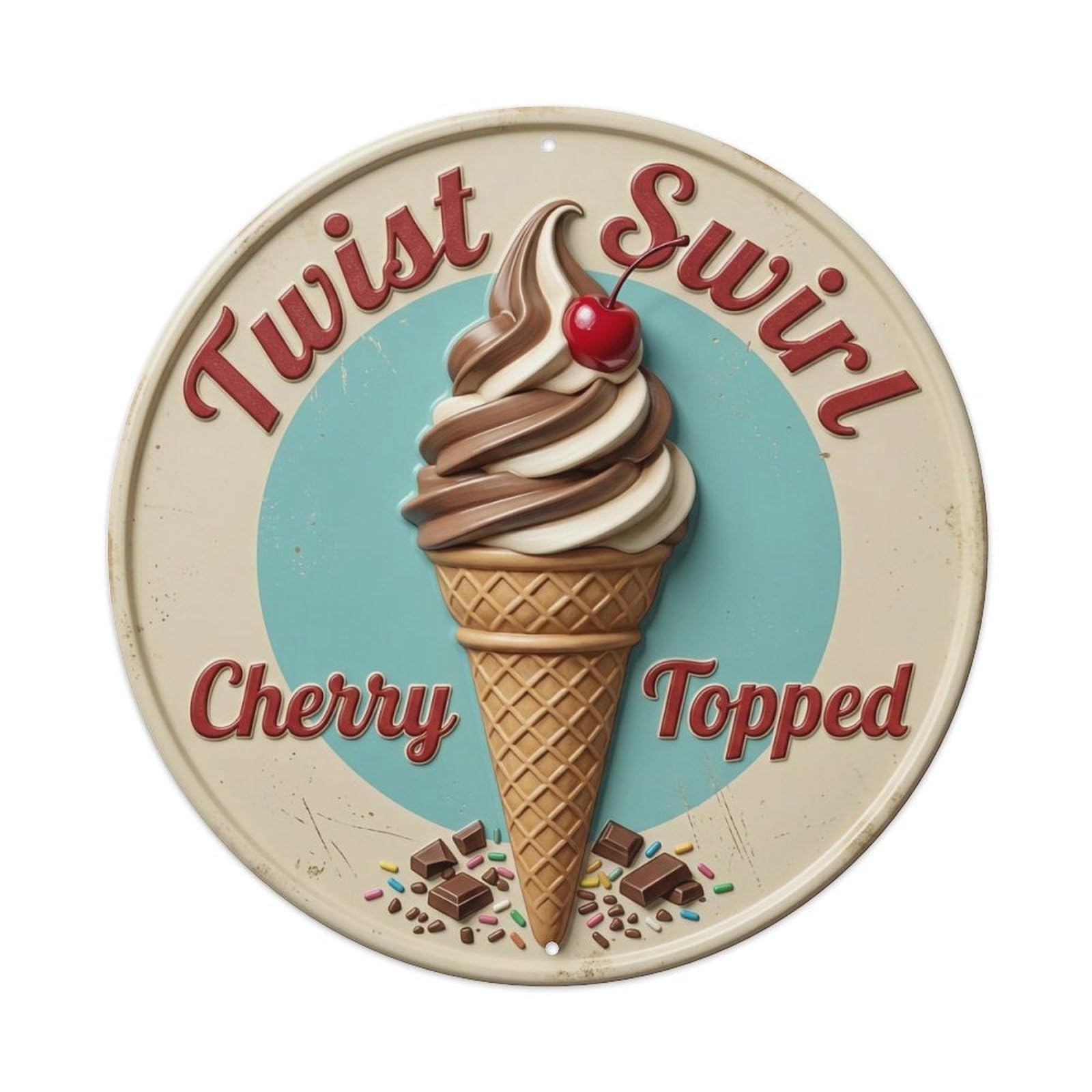 Twist Swirl Nostalgic Parlor Metal Tin Sign