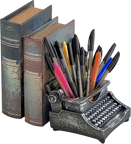 Miniatura 3 de Bellaa 21413 - Portalápices para máquina de escribir, organizador de escritorio para bolígrafos grandes, antigüedades, retro, shabby chic, taza