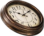 ZENFUN 12'' Round Classic Wall Clock, Battery Operated Quartz Clock Silent Non Ticking Wall Clock, Decorative for Kitchen, Home, Living Room, Farmhouse, Bedrooms, Easy to Read, Bronze