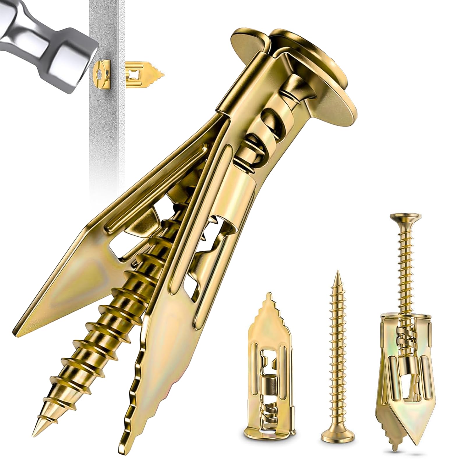 100Pcs Self Drilling Drywall Anchors & 100Pcs Screws Kit