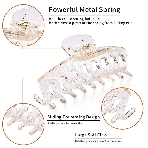 Miniatura 3 de Pinzas pequeñas para cabello grueso y fino, 6 pinzas para el cabello de 1.69 pulgadas para mujeres, pinzas antideslizantes para garras de cabello,