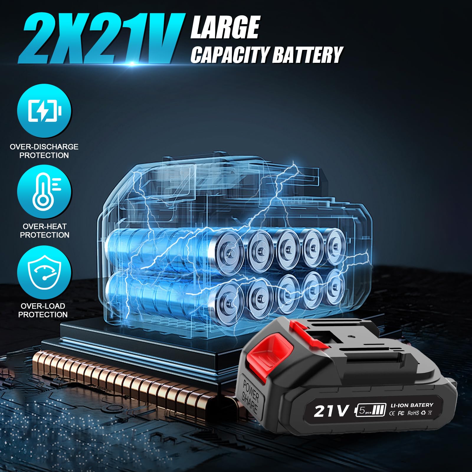 Elektryczna podkaszarka do trawy z 8 głowicami + 2 x akumulatory 2600 mAh, 5-biegowa regulacja, akumulatorowa podkaszarka do trawnika, przycinarka do krawędzi ogrodu, podkaszarka, chwasty, koszenie