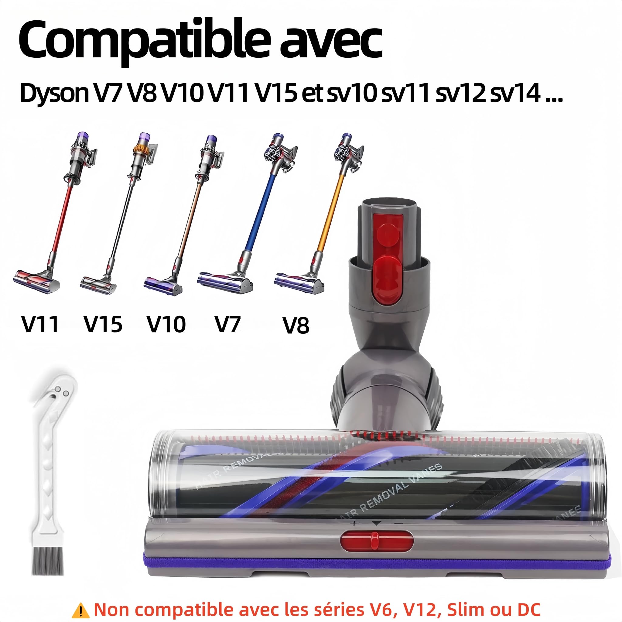 Brosse Motorisée Haute Performance Compatible Dyson V7 V8 V10 V11 V15