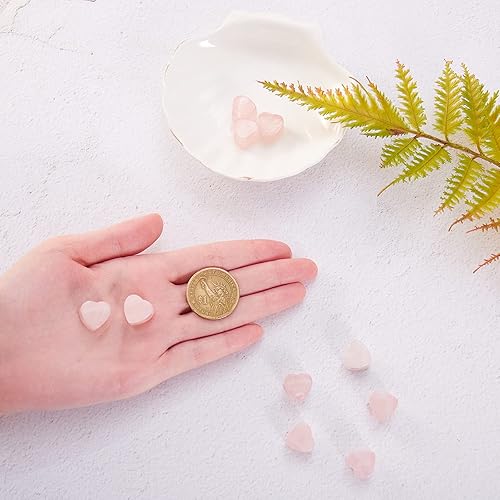 Miniatura 4 de LiQunSweet 10 cuentas de corazón europeo de cuarzo rosa natural con agujero grande, cuentas sueltas pulidas para manualidades, pulseras, collares,