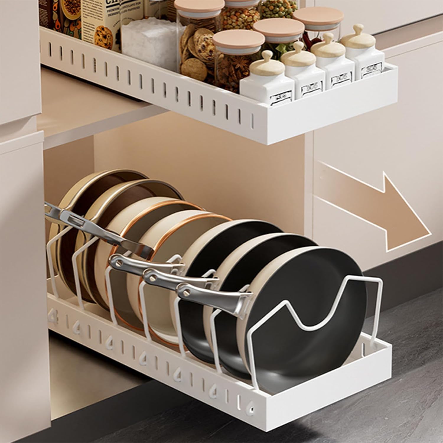Easy Install Adjustable Pots Rack Not Tools Required Setups In 3 Minutes Space Efficient For Quick Kitchen Organization Multiple Tiers Cookware Holder