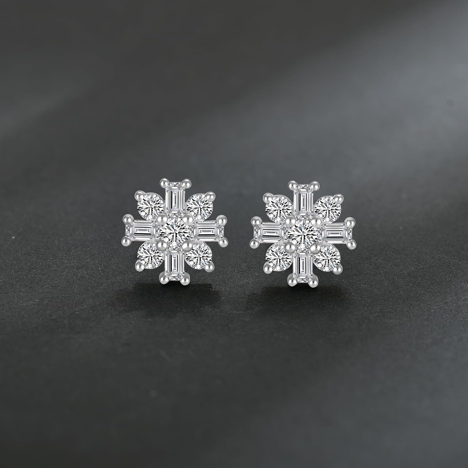 Snowflake Stud Earrings for Women 925 Sterling Silver Hypoallergenic D Color VVS1 Moissanite Earrings - Image 5