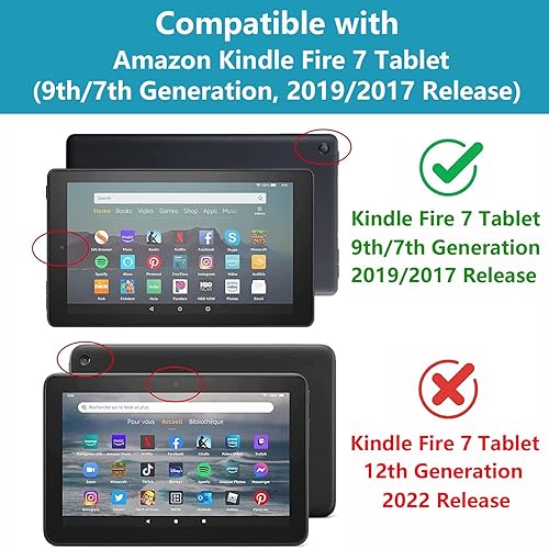 Miniatura 2 de Funda para tablet Tienda Kindle Fire 7 (pantalla de 7 pulgadas, 97 generación, versión 20192017), funda de piel sintética con función de encendido