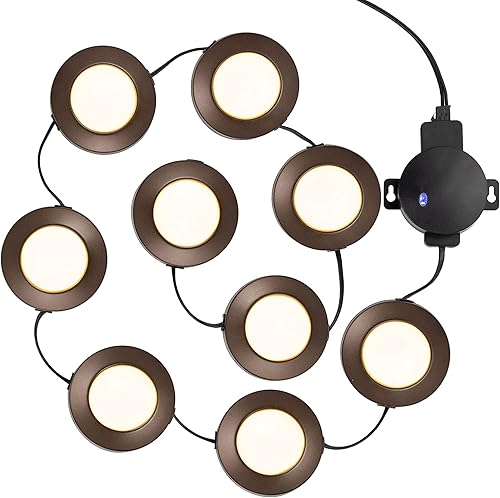 Enbrighten Spectrum - Discos LED, 9 discos, multicolor o blanco, regulables, luces debajo del mostrador, luces debajo del gabinete, luces de disco,
