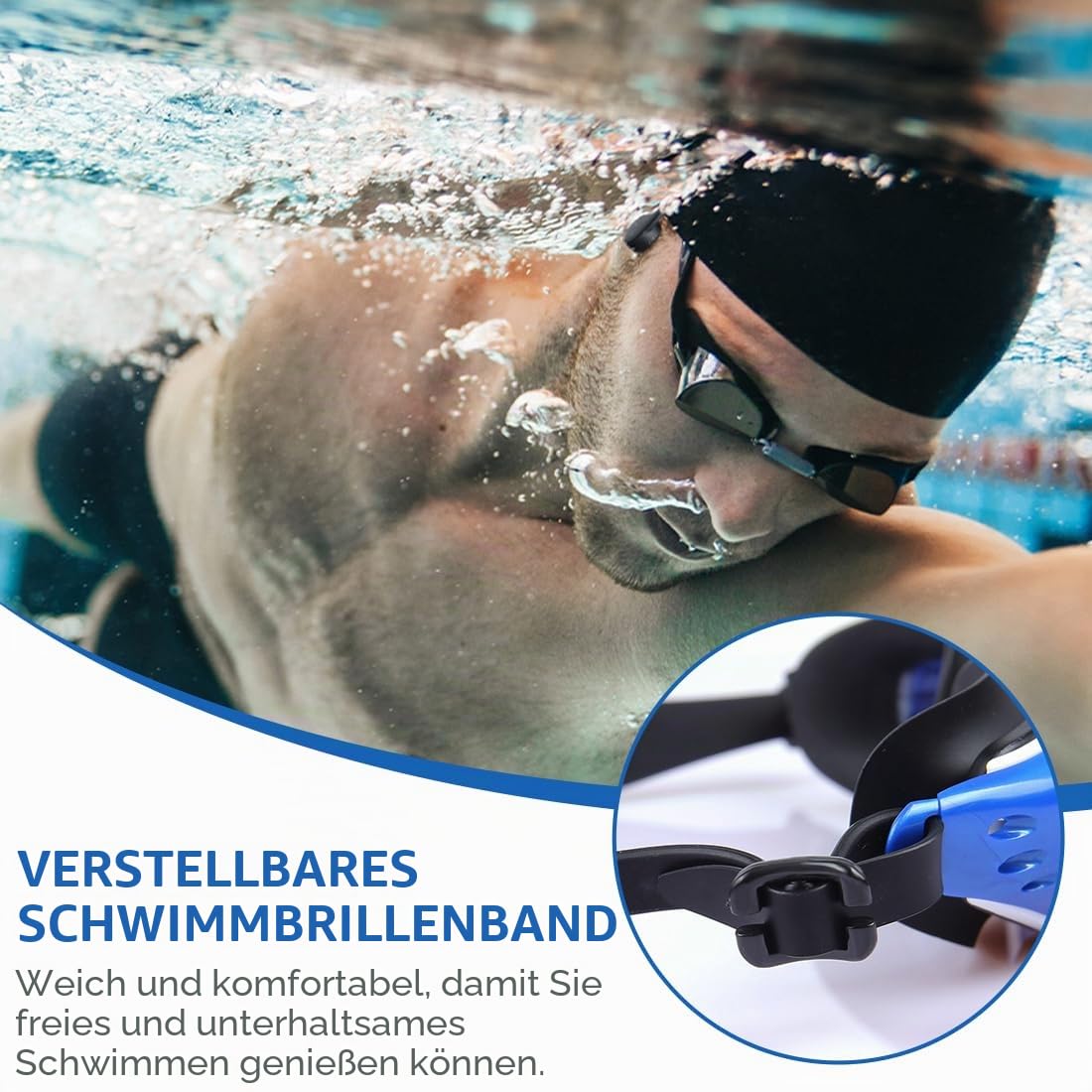 2 Stück Schnorcheln Kopfband, Dickes Silikon, Tauchmaske Gurt, Tauchmaskenband, mit Verstellbarer Schnalle, Gute Elastizität, für Tauchen und Schwimmen (Schwarz)