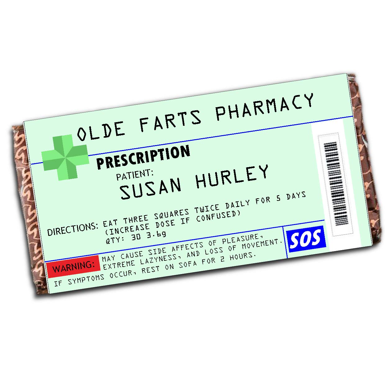 CCHZ-WIN Personalised SOS Prescription Milk Chocolate Bar ~ Joke Gift Present Idea for him her N131 - Any Occasion Birthday Christmas Retirement L