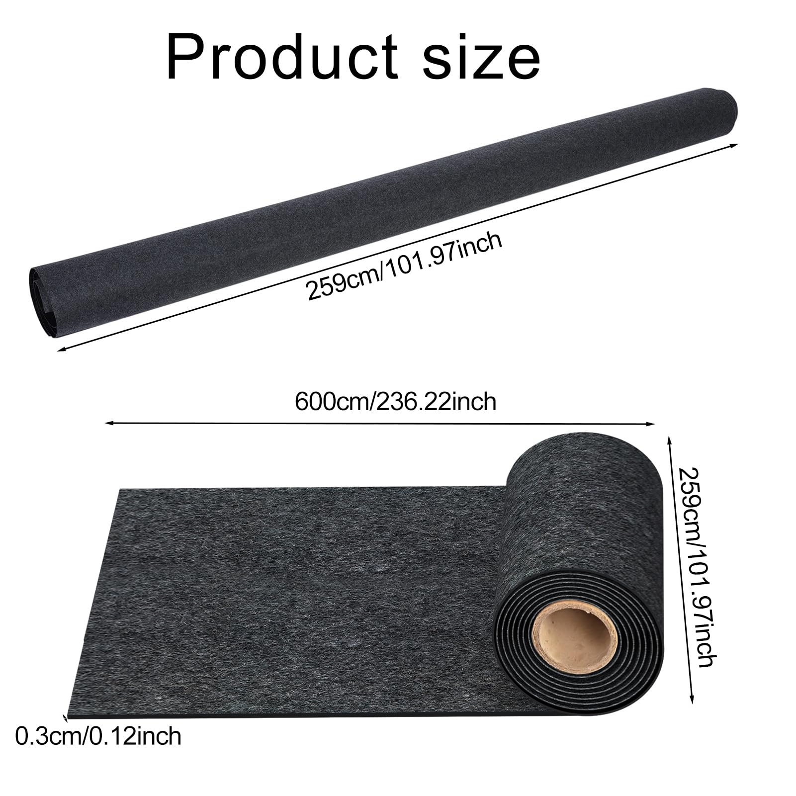 Rectangulaire Tapis Garage Sol pour Voiture ou Moto, Absorber Déversements D'huile Très Grand Tapis de Garage avec Envers Antidérapant et Imperméable (Noir, 259 x 600 cm)