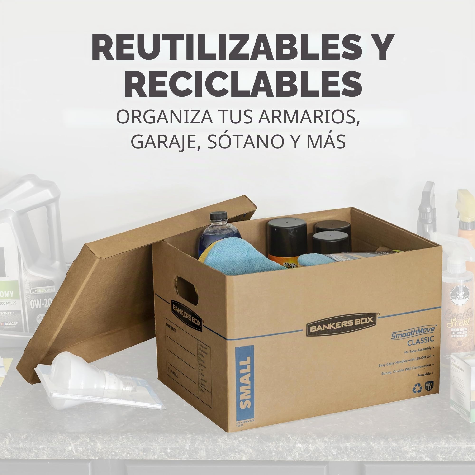 BANKERS BOX SmoothMove Cajas de mudanza clásicas, montaje sin cinta, asas de fácil transporte, marrón, paquete surtido de 12 (7716401)