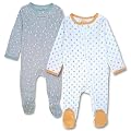 TuddyBuddy 100% Organic Cotton Multi Color Sleepsuits/Footed Sleep Romper for Baby Boy & Baby Girl (Pack of 2 Sleepsuits