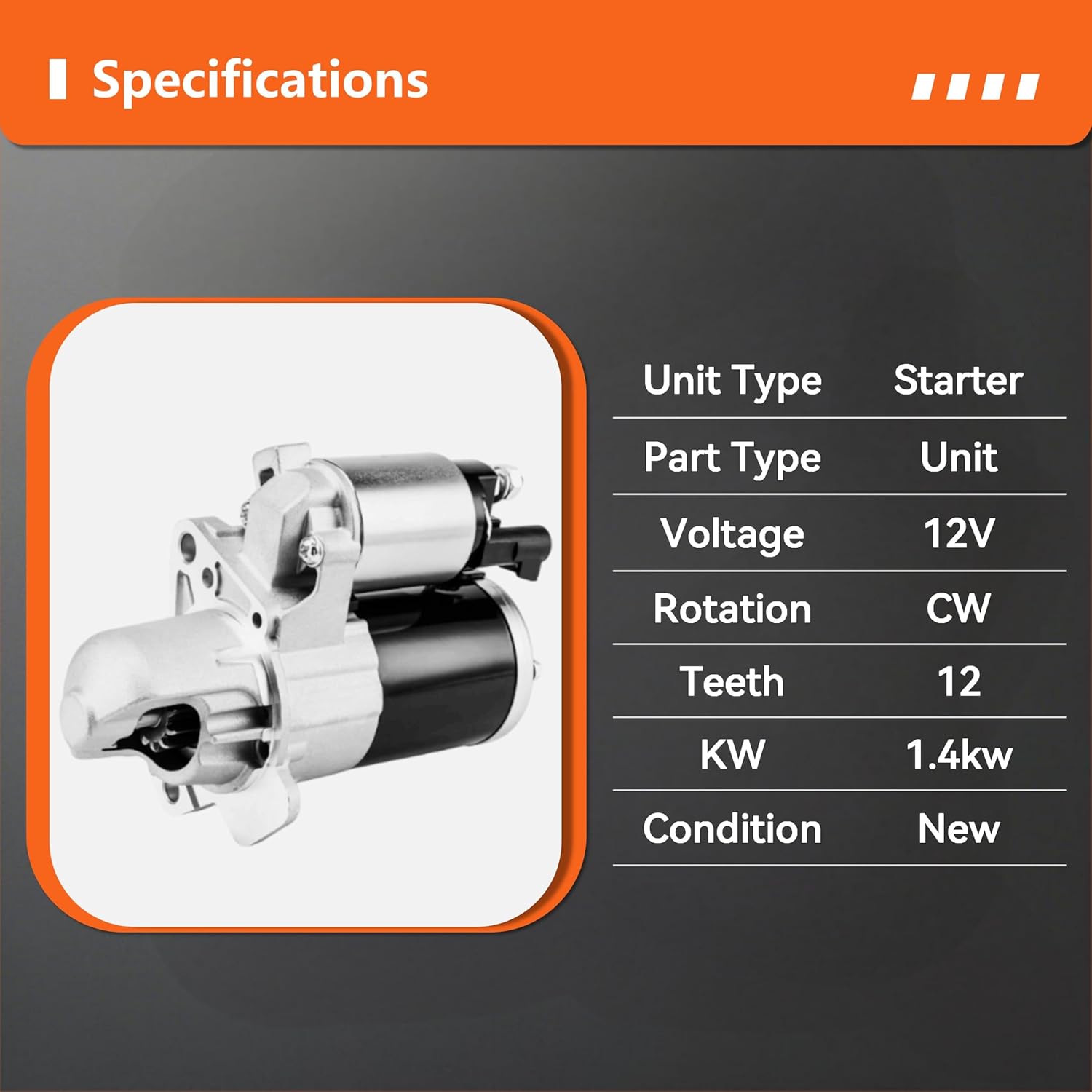 Starter for Buick Enclave,Lacrosse;for Cadillac SRX,STS,XTS;for Chevrolet Traverse,Equinox,Impala,Malibu;for GMC Acadia;for Pontiac Saturn Suzuki OE#M0T36571,12645298,17986