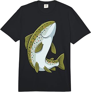 Cartoon Trout Fish Freshwater Fishing Graphic Design Comfort Colors Adult Heavyweight T-Shirt