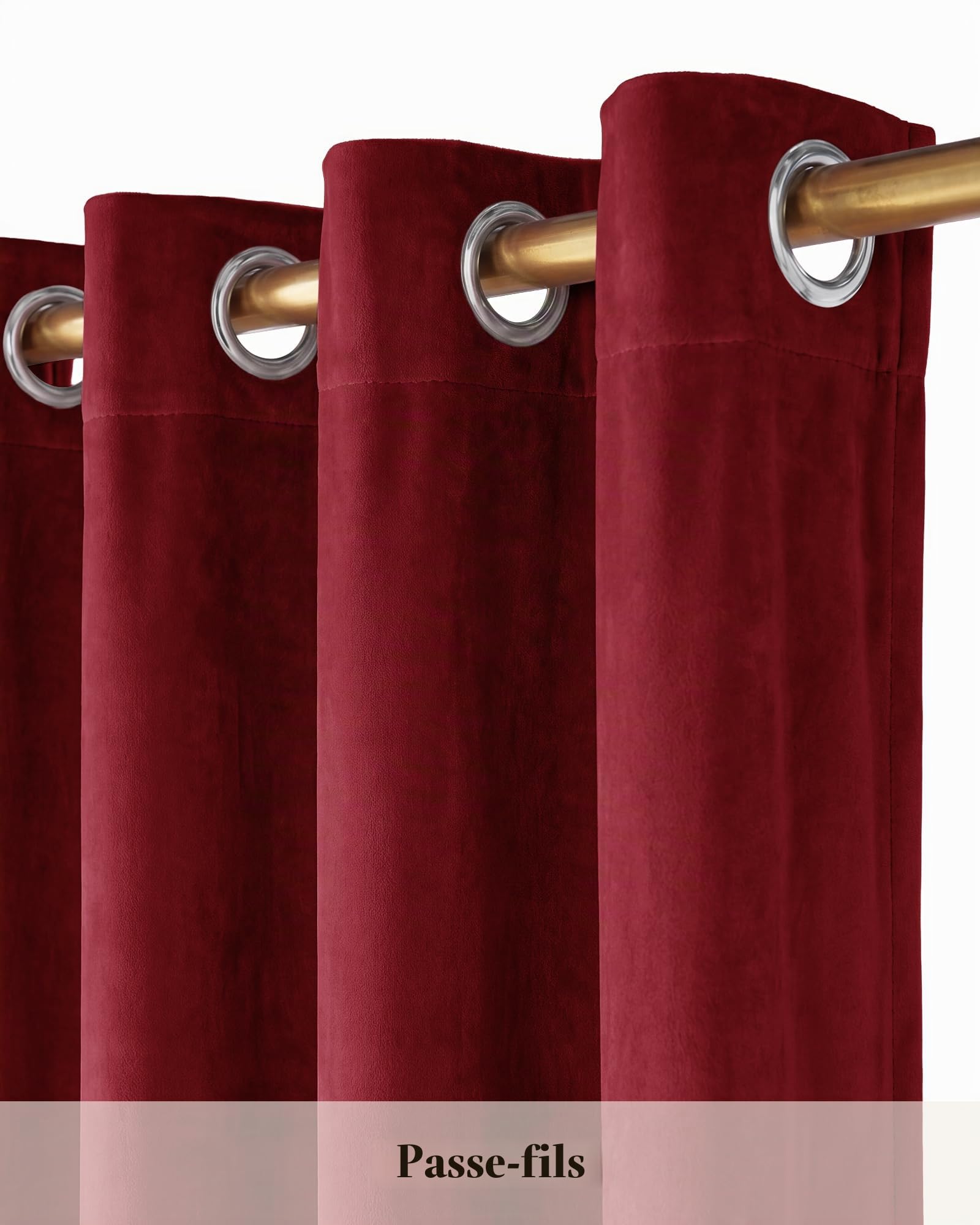 StangH Lot de 2 Panneaux de Rideaux en Velours Doux et épais – Rideaux décoratifs en Velours Doux et épais – Protection de l'intimité pour Chambre Principale et Halloween, 132,1 x 213,4 cm, Rouge