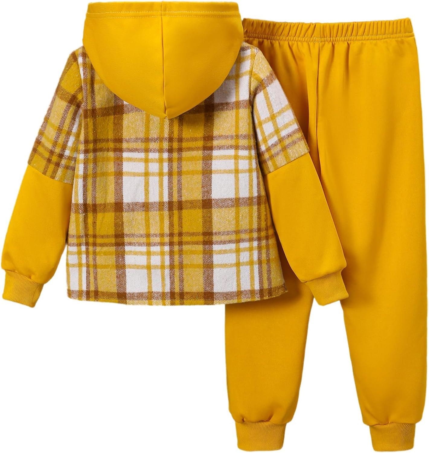 Boys 2 Pieces Sweatsuit Flannel Plaid Shirt Tops Hoodies Cargo Sweat Pants Clothing Set 3-14Y - Image 3