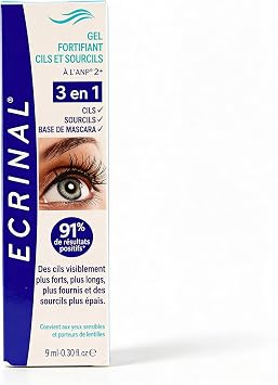ECRINAL Strengthening Lash Gel with ANP2+ for Eyelash & Eyebrow Growth, Rich in Omega 3, Paraben-Free, 9ml