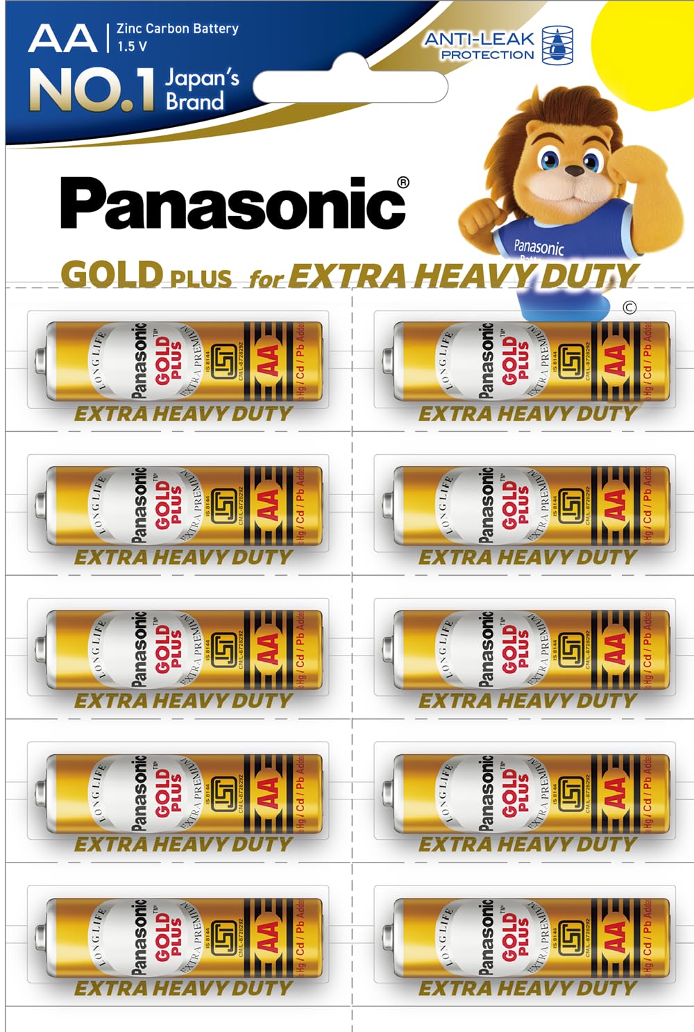 Panasonic Gold Plus Zinc Carbon 1.5V AA Batteries, Pack of 10, Long Life Extra Premium India's 1st 100% Eco-Friendly Batteries No Pb, Cd, Hg Added, BIS Certified,Metal Clad-picture-18