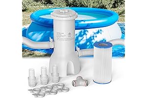 1000 Gallons Inflatable Pool Filter Pump System, Swimming Pool Filter Cartridge Pump,...